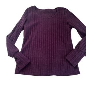 Women's Boutique Burgundy Ribbed Scoop Neck Sweater - Large